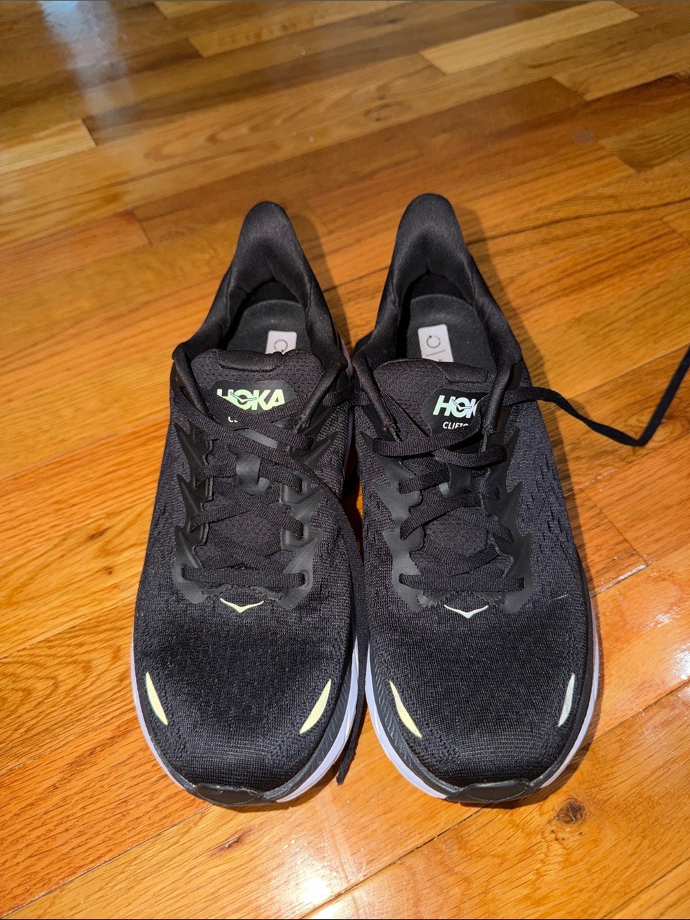 Hoka Men's Athletic Running Shoes - Black with Lime Accents